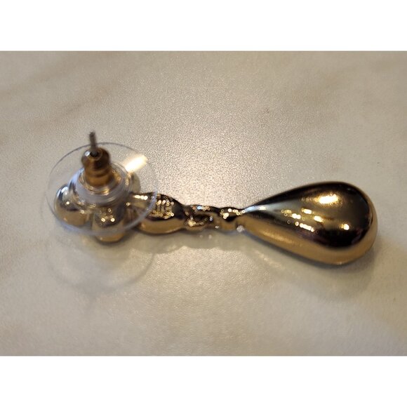 Napier Gold-Tone Drop Earrings With Clear Crystals For Women - Picture 5 of 5